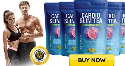 Fit couple with Cardio Slim Tea bags and 60-day money back guarantee.
